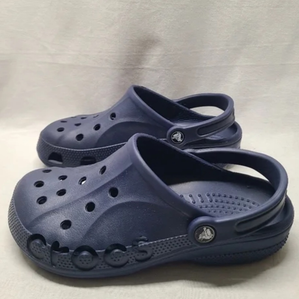 Crocs Iconic Comfort Navy Blue Slip On Sandals W8 M6 Unisex Fit Style